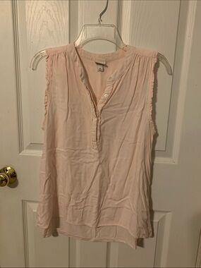 Merona Light Pink Sleeveless Ruffle Henley Top  -  size M